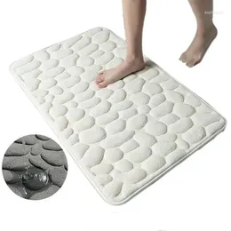 Bath Mats 1pc Bathroom Carpet Toilet Floor Mat Coral Velvet Non-slip Cobblestone Printed Household