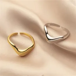 Cluster Rings Korean Fashion Simple Irregular Line V-shaped Ring Gold Plated Opening Adjustable Charm Women's Student Party Jewellery