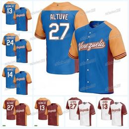 2023 World Baseball Venezuela Jersey 55 Ranger 46 Jose Aarado 49 Pablo Lopez 13 Saador Perez 7 Eugenio Suarez National Team