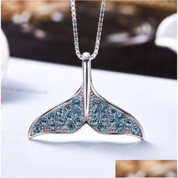 Pendant Necklaces Exquisite Zircon Whale Tail Necklace Charm Ladies Elegant Casual Jewelrypendant Necklacespendant Drop Delivery Jewel Dhl2W