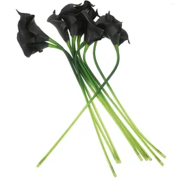 Decorative Flowers 10 Pcs Artificial Bouquet Indoor Flower Simulation Stems Plastic Adorns Black Bridesmaid Roses