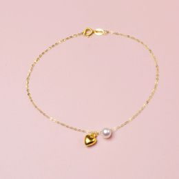 Real 18K Yellow Gold Bracelet Au750 Fine Jewellery Wedding Gift Bridal Box Brand Trendy Chains For Women 240319