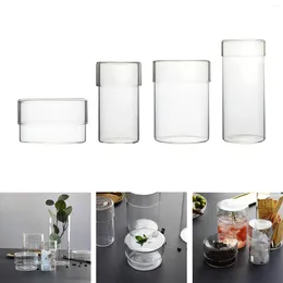 Storage Bottles Transparent Glass Food Container For Kitchen With Lid Can