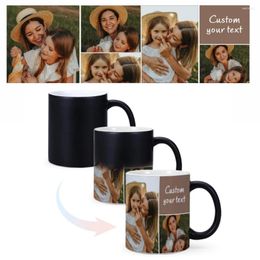 Mugs 11OZ Color Changing Ceramic Mug Custom Po Sublimation Black Magic Heat Sensitive Coffee