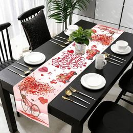 Table Cloth Valentine's Day Love Anniversary Printed Bear Pattern Decoration Party Kitchen Tablecloth Flag