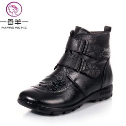 Boots MUYANG MIE MIE Plus Size 3543 Winter Women Shoes Woman Genuine Leather Flat Snow Boots 2020 Warm Ankle Boots Women Boots