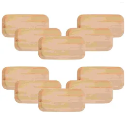 Disposable Dinnerware 10 Pcs Wood Tray Snack Grain Paper Plate Snacks Treat Plates Wooden Gathering Fruit Container Fried Chicken