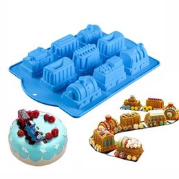 Train shape Silicone Cake Mould Locomotive Mould DIY Fondant Childrens Birthday Chocolate Bakeware Tools 240328