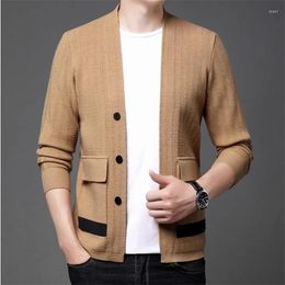 Men's Sweaters High Quality Spring Autumn Knitted Cardigan Men Fashion Casual Knit Sweatercoat Mens Slim Patchwork Sweater Jackets Man