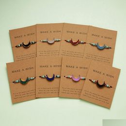 Charm Bracelets In Bk Handmade Resin Moon Bracelet For Men Women Make A Wish Card Gift Stone Rope Chain Charming Bracelets Jewellery Dro Dhafn