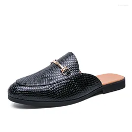 Casual Shoes Summer Outdoor Men Mules Leather Backless Man Slides Loafers Slippers Half For Slip On Flats Sandals