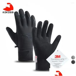 Cycling Gloves Koi Winter Windproof Motorcycle Men Fleece Non-Slip Waterproof Skiing Sports Bike Warmth Touch Sn Drop Delivery Outdoor Otj21