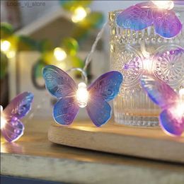 LED Strings 10/20 LEDs Butterfly Light String Led Fairy 1.5/3m Battery Holiday Garland For Christmas Wedding Festival Party Decoration YQ240401