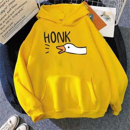 Women's Hoodies Sweatshirts Honk Goose Print Loose Hoodie Kawaii Tracksuit Vinatge Duck Hip Hop Streetwear Harajuku MenWomen Sweatshirt Fashion Cute Hoodie 240401