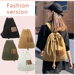 Backpack Students Durable Drawstring Sports Lightweight Canvas High-Capacity Solid Color Women Daily Leisure