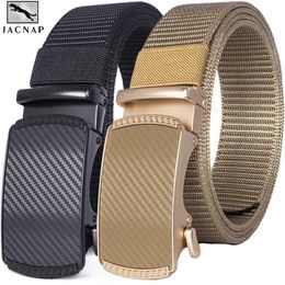 Belts Jacnaip Mens Belt Nylon Outdoor Hunting Metal Canvas Belt Mens Korean Leisure Automatic Buckle Golf Belt Mens Q240401