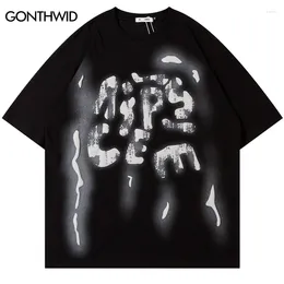 Men's T Shirts Men Tshirt Grunge Hip Hop Letter Graphic Print Oversized T-Shirt 2024 Harajuku Punk Gothic Loose Retro Tops Streetwear