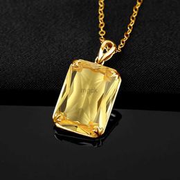 Pendant Necklaces Famous Brand Yellow Cristal Gemstone 14K Gold Silver Pendant 925 Sterling Silver Pendants Necklace Trendy Fine Jewelry Accessory 240330