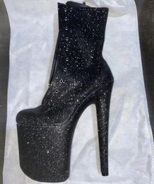 Dance Shoes 20CM Runway Performance Ankle Boots Sequin Material Sexy Hate Sky High Skinny Heel Model Nightclub Pole Dancing