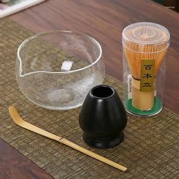 Teaware Sets 3/4pcs Matcha Tea Set Bamboo Whisk Scoop Glass Bowl Traditional Indoor Handmade Tea-making Tools