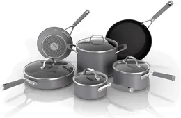 Cookware Sets Ninja CW69010 NeverStick Comfort Grip 10-Piece Set Nonstick Durable Scratch Resistant Dishwasher Safe Oven