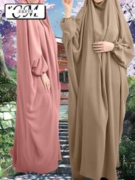 Ethnic Clothing Middle East Fashion Islamic Long Dress Prayer Clothes Women Half Niqab Hijab Muslim Abaya Khimar Set Ramadan Dubai Robe