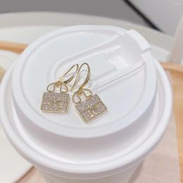 Dangle Earrings Korean Fashion Design Bag Zircon Sparkling Temperament Daily High-end Street Style Drop For Women.