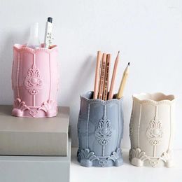 Storage Bottles Pencil Holder Organizer Plastic Cosmetic Makeup Brush Desktop Pen Stand Pink Pot Stationery Jewelry Box White