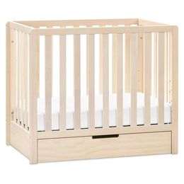 Carters by DaVinci Colby 4-in-1 Convertible Mini Crib with Trundle Drawer in Washed Natural Greenguard Gold Certified Undercrib Storage