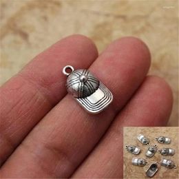 Charms 15X Baseball Cap Hat Antiqued Silver Color Tone 3D DIY Accessories Craft Making Or Jewelry Decoration 10x15mm