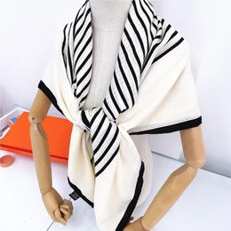 Herringbone Pattern Silk Wool Handmade Curling Simple Striped Large Kerchief 130 Silk Scarf Table Version Printed Elegant Autumn 240314