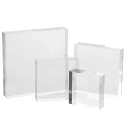 Decorative Plates 4 Pcs Acrylic Jewelry Display Stand Cubes Holder Block Pedestal Stands Booth Blocks Stamps