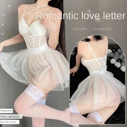 Sexy Pyjamas Fun Lingerie iPure And Sexy Lace Transparent Sheer Pajamas Seductive Dresses No Need To Take Off Wedding Dresses On The Bed 240330