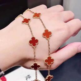Vans Inlaid Bracelet Agate Womens Natural Agate Double sided Five Flower Clover Rose Handpiece Faded 520