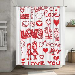 Shower Curtains Valentine's Day Red Curtain 72x72in With Hooks DIY Pattern Lover's Gift