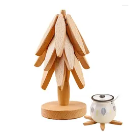 Table Mats Tree Design Trivet Wood Placemats Mat Insulation Anti Scald Wooden For Teapot Pots