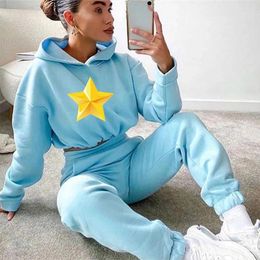 Women's Two Piece Pants Women Hoodie And Casual Sport Suit Winter 2 Set 8 Colors Jogging