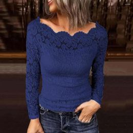 Women's Blouses Lightweight Lace Top Slim Fit Solid Color Blouse Chic Off-shoulder Elegant Streetwear For Style