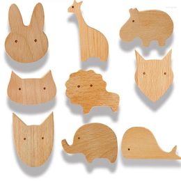 Hooks Natural Cute Sea Aquatic Animal Wood Wall Mounted Decorative Children Hanging Coat 2Pcs/set