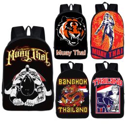 Bags Muay Thai Pattern Backpack Young Men Shoulder Bag Boys Students School Bags Teenagers Children Daypacks Daily Casual Rucksacks