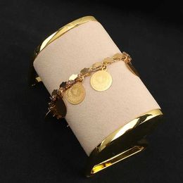 Chain Dichai coin gold-plated pendant bracelet Dubai Muslim Middle Eastern charm womens jewelry wedding gift luxury designer Q240401