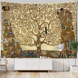 Tapestries Simple Tree Of Life Wall Hanging Tapestry Boho Art Deco Blanket Curtains At Home Bedroom Living Room Decor