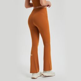 al women Antibacterial yoga pants, high waisted peach lifting buttocks, anti curling edge, external wearing of running sports pants, fitness micro flared pants