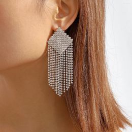 Dangle Earrings Sexy Rhinestone For Women Claw Chain Tassel Temperament Light Luxury Rhombus Personality