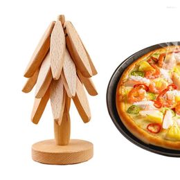 Table Mats Tree Shape Pot Coasters Wooden Trivet Insulation Pad Anti Scald Cup Holder Stand Placemats Dinning Home Accessory