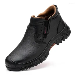 Boots Men Fashion Steel Toe Cover Work Genuine Leather Safety Shoes Slip-on Worker Security Sneakers Protective Footwear Zapatos