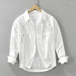 Men's Casual Shirts 2024 Fashion Paint Print Shirt For Men Cotton Loose Soft Long Sleeve Classics All-match Clothing