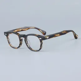 Sunglasses Frames Japanese Oval Stripes Brown Thick Acetate Eyeglasses Men Designer Handmade Glasses Classical Retro Women Eeywear