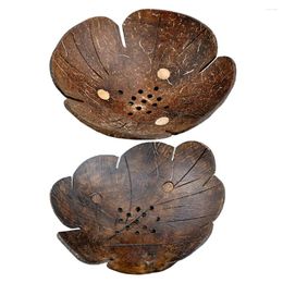 Bowls 2 Pcs Coconut Shell Storage Bowl The Office Decor Cartoon Bedroom Decore Porch Key Candy Holder Wooden Container