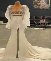 2021 Plus Size Arabic Aso Ebi Luxurious Stylish Mermaid Prom Dresses Crystals Beaded Sexy Evening Formal Party Second Reception Go8599597